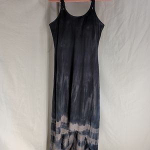 Athleta Sea Breeze High Low Maxi Dress, women's medium black and grey tie dye.